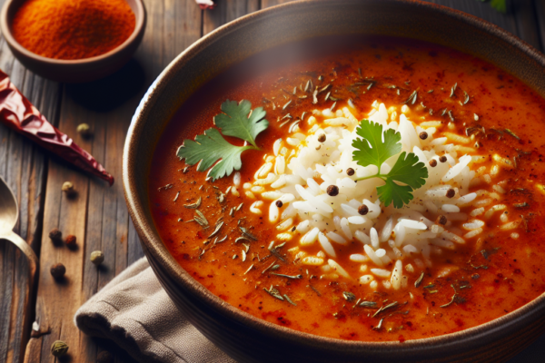 Kryddig Ris Soppa med en Twist av Asiatisk Fusion