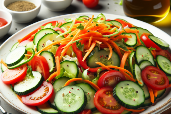 Gröna drömmar: En färgsprakande och näringsrik vegetarisk sallad med rostade rotfrukter, krispiga grönsaker och krämig avokadodressing