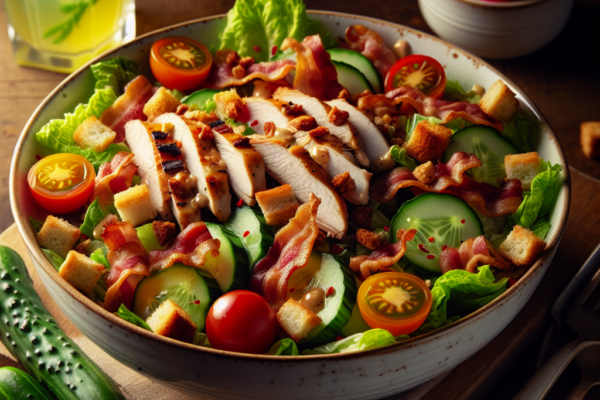 Knaperstekt bacon möter saftig kyckling i en smakexplosion: En himmelsk salladskreation!