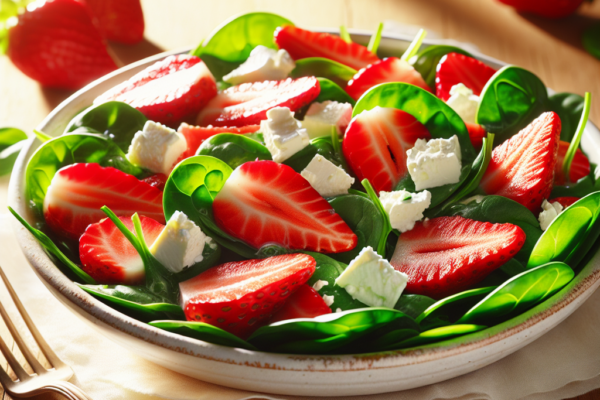 Sommarfräsch sallad med en twist: Jordgubbar, spenat och fetaost